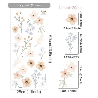 Boho Flowers Wall Stickers for Kids Room Décor - Smarsty