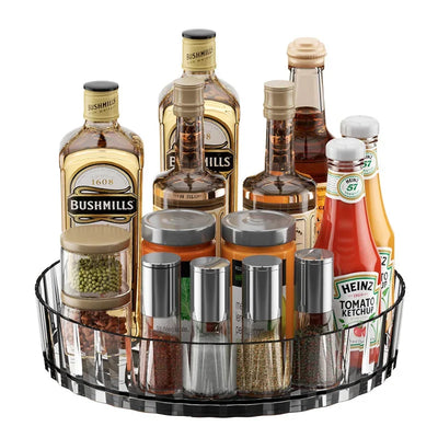 Rotating Tray Spice Rack Pantry Cabinet Turntable With Base Storage Bin Kitchen Organizer For Seasoning Cosmetic Storage Box by Smarsty