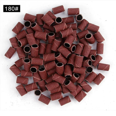 100/50pc Sanding Cap Bands For Electric Manicure Machine 180/120/80 Grit Nail Drill Grinding Bit Files Pedicure Tool - Smarsty