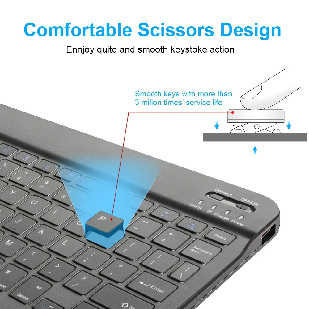Bluetooth Keyboard For iPad Tablets Portable Wireless Slim