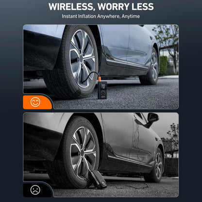 Tire Inflator Portable Air Compressor, 8000mAh Cordless Air Pump for Car Tires, 150 PSI Electric Bike Tire Pump with LED Light