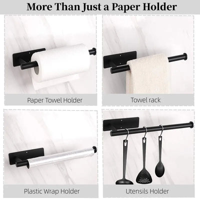 Paper Towel Holder Punch-Free Roll Paper Holder Kitchen Tissue Shelf Under Cabinet Fresh Film Tin Foil Holder Accessory by Smarsty