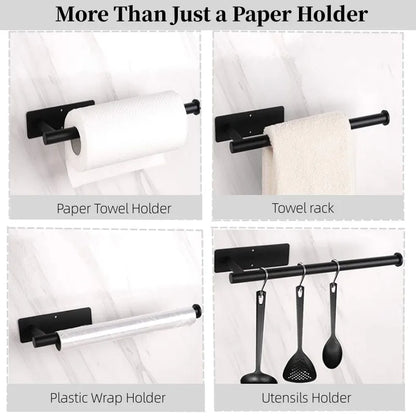 Paper Towel Holder Punch-Free Roll Paper Holder Kitchen Tissue Shelf Under Cabinet Fresh Film Tin Foil Holder Accessory