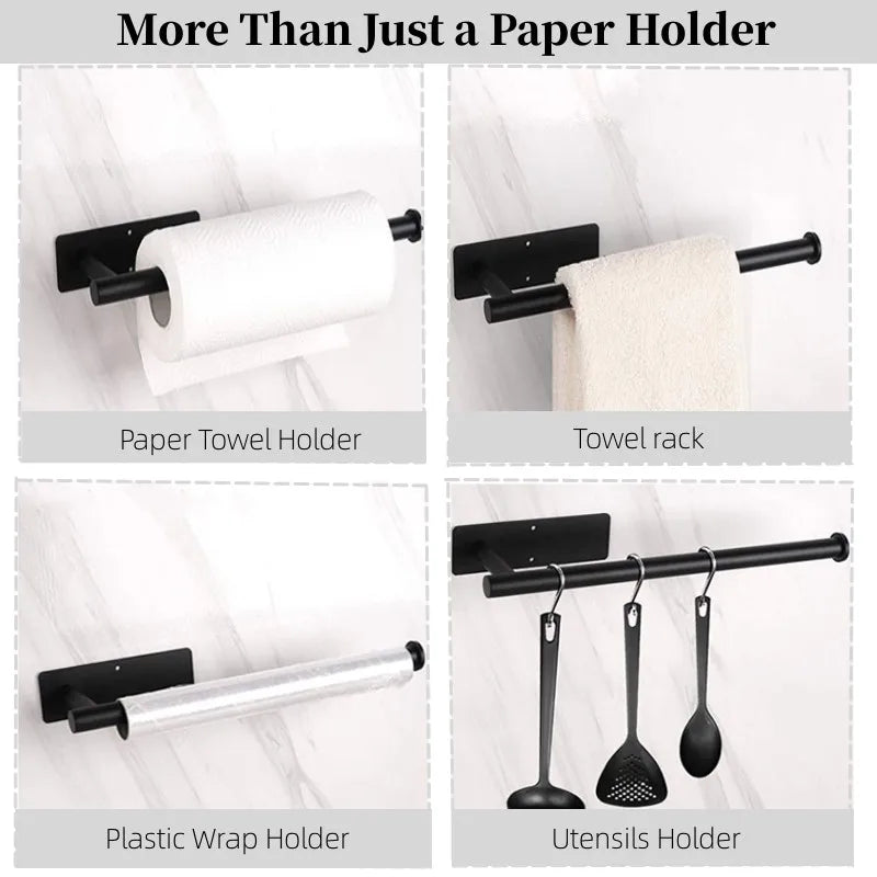 Paper Towel Holder Punch-Free Roll Paper Holder Kitchen Tissue Shelf Under Cabinet Fresh Film Tin Foil Holder Accessory