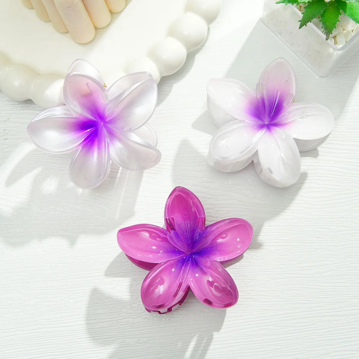 3Pcs Summer Flower Hair Claw Clips Secure Hold For Women - Smarsty