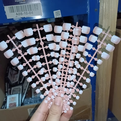 120 Pieces Pink Square Toe Nail Tips Full Cover Extensions - Smarsty