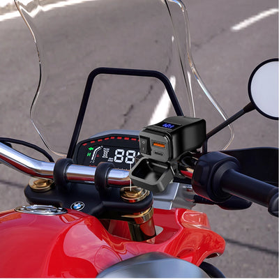 PD QC3.0 Motorcycle USB Fast Charger 60W Handlebar Dual USB Socket with Switch Voltmeter Waterproof 12V Power Supply Adapter - Smarsty
