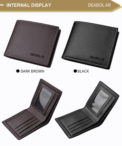 Pu Leather Men Short Wallet Thin Style Folding Young Men Credit Card Holder Wallet - Smarsty