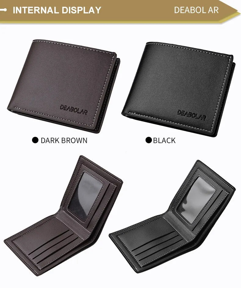 Pu Leather Men Short Wallet Thin Style Folding Young Men Credit Card Holder Wallet - Smarsty
