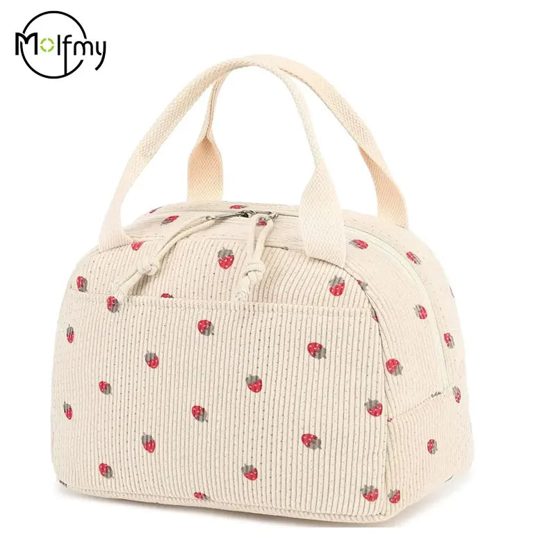 Corduroy Insulated Lunch Bag For Kids Thermal Cooler - Smarsty