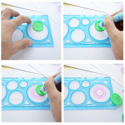 Geometry Spirograph Drawing Stencils Set Painting Template Art Crafts Creative Kids Educational Toy Variety of Flowers Ruler by Smarsty