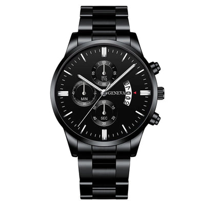 Men's Stainless Steel Quartz Watch Set with Calendar - Smarsty