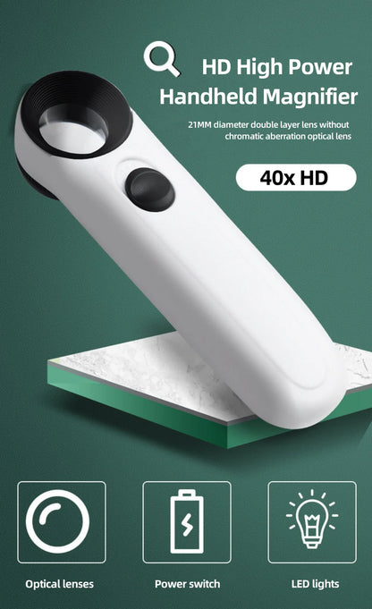 40X Handheld Magnifier With LED Lights for Clear Identification - Smarsty