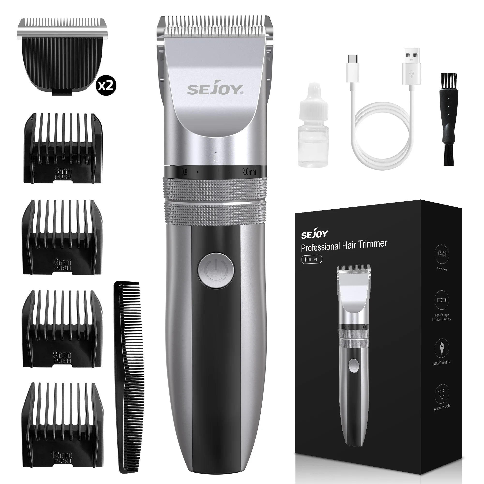 Sejoy Electric Hair Clippers Men Professional kit USB Rechargeable Men's Barber Hair Cutting Machine Beard Trimmer For Men Kids - Smarsty