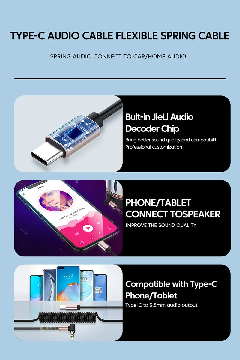 USB C to 3.5mm AUX Audio Adapter for Clear Sound - Smarsty