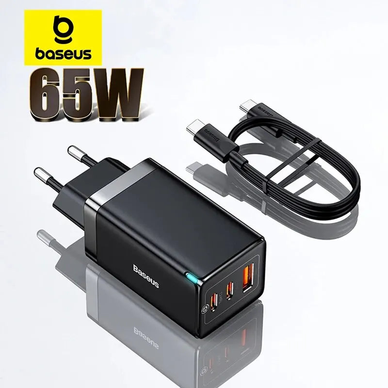 65W GaN USB C Charger Dual Ports Fast Charge Travel - Smarsty
