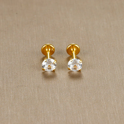 16G Surgical Steel Labret Stud Earrings Secure CZ Comfort - Smarsty