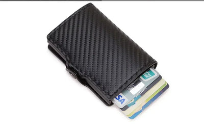 Carbon Fiber Rfid Blocking Men ID Credit Card Holders Wallet Leather Metal Business Bank CreditCard Cardholder Case Carteras - Smarsty