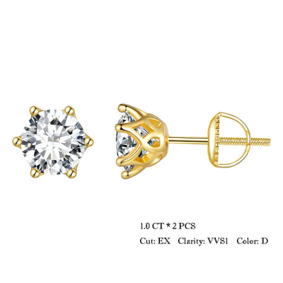 Moissanite Stud Earrings Sterling Silver Brilliant Cut - Smarsty