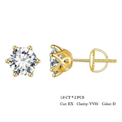 Moissanite Stud Earrings Sterling Silver Brilliant Cut - Smarsty