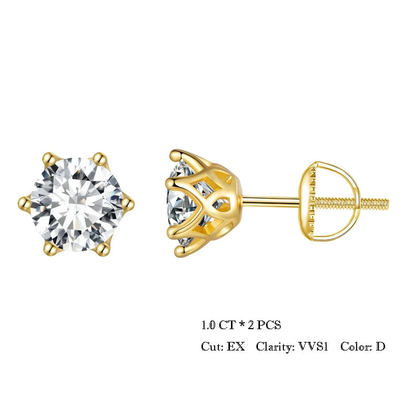 Moissanite Stud Earrings Sterling Silver Brilliant Cut - Smarsty