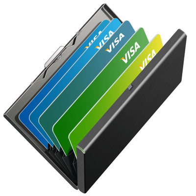 Card Holder Wallet Minimalist Slim Metal RFID Blocking Card Protector Pop Up Credit Card Wallets for Men - Smarsty