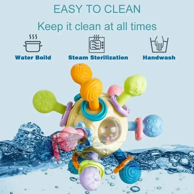 Baby Toys 0 12 Months Rotating Rattle Ball Grasping Activity Baby Development Toy Silicone Teether Baby Sensory Toys for Babies - Smarsty