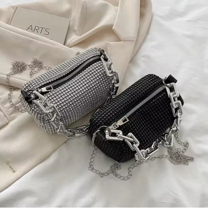 Rhinestone Bucket Bag Sparkling Crossbody Chain Bag - Smarsty