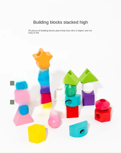 Montessori Wooden Toys Color Shape Matching Puzzle Game Colorful Beaded Color Cognition Early Educational Toys Gift for Children - Smarsty