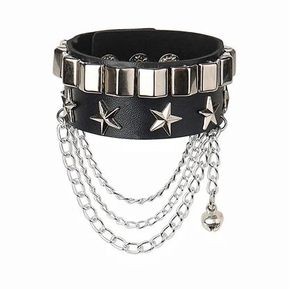 Adjustable PU Leather Studded Punk Bracelet for Men Women - Smarsty