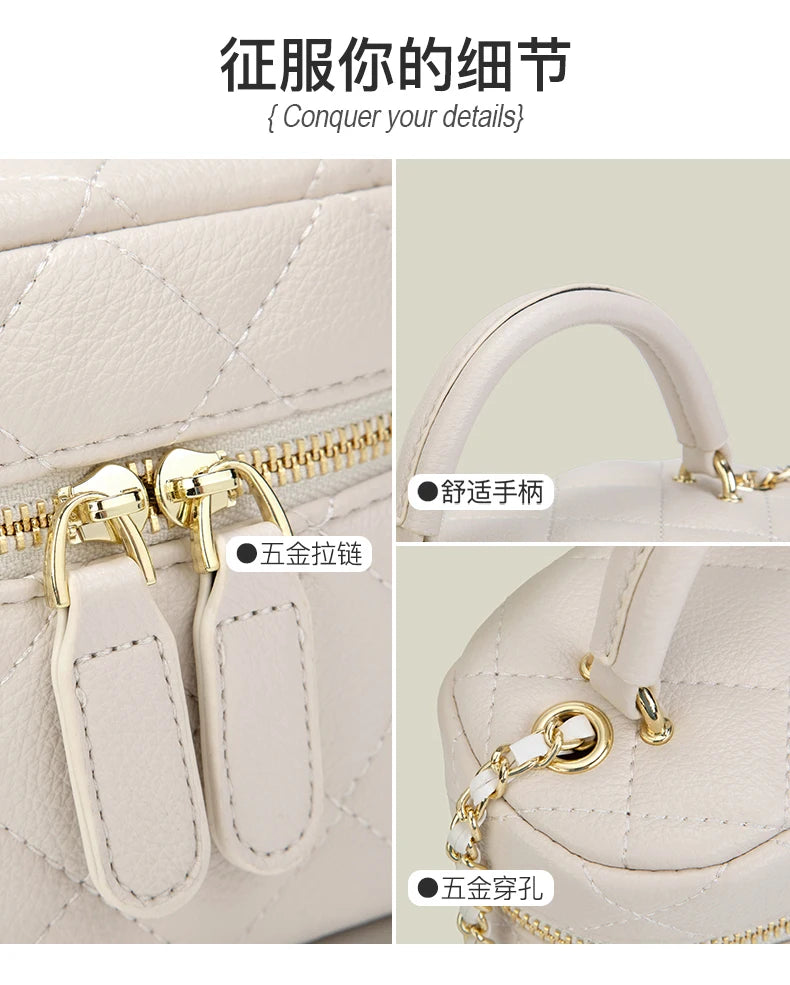 Mini Quilted Crossbody Bag PU Leather Designer Style - Smarsty