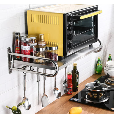 Microwave Oven Rack Stainless Steel Microwave Oven Shelf Wall-Mounted Kitchen Shelf Kitchen Shelves Counter - Smarsty