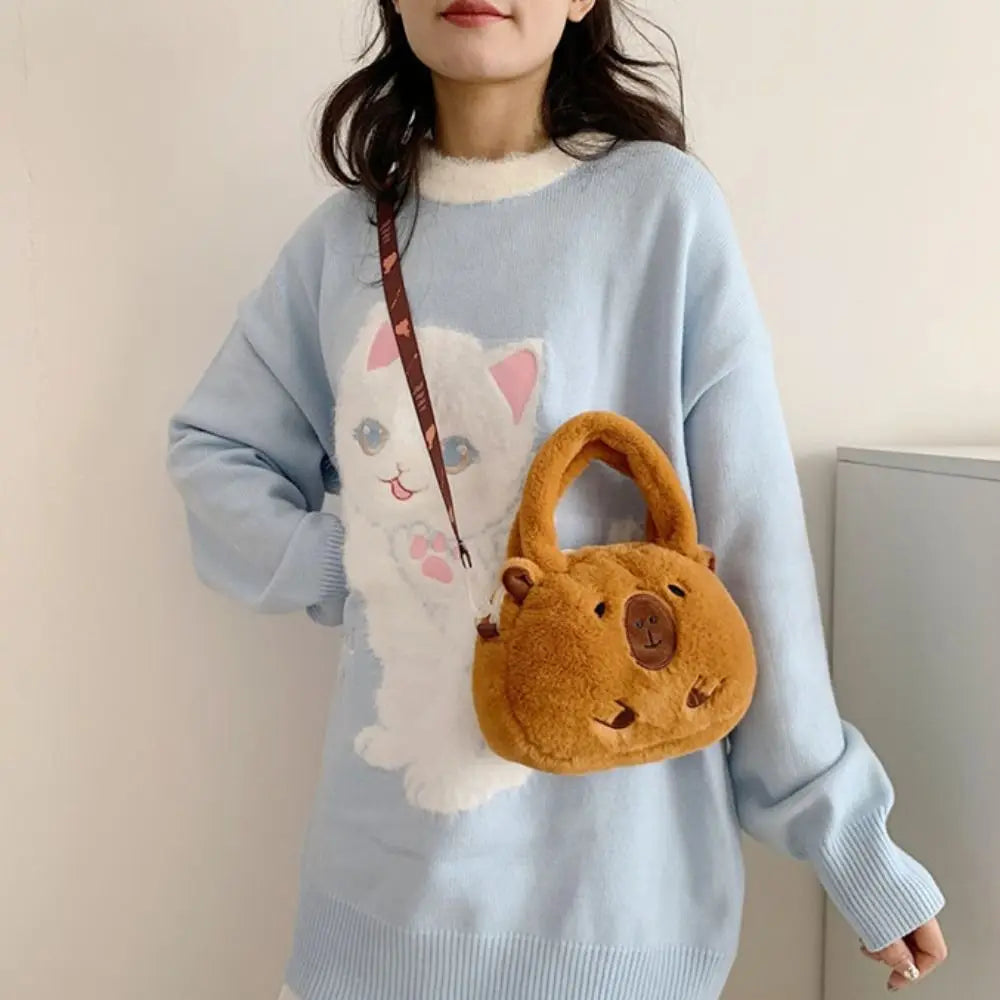 Capybara Plush Cartoon Shoulder Bag Large Capacity Unisex - Smarsty