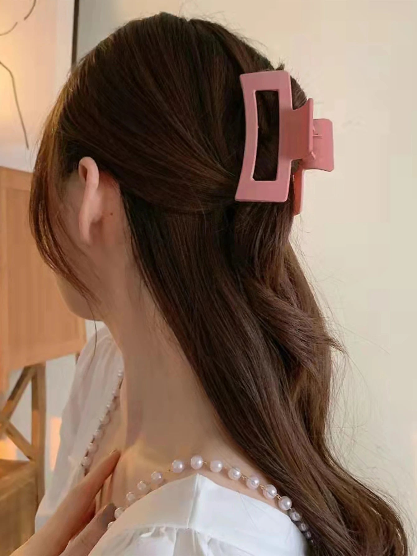 Medium Hair Claw Clips Strong Hold Matte Pink Versatile Set - Smarsty