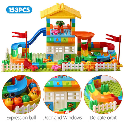 153PCS Big Particle Roof Blocks Compatible City House Big Size Slide Building Blocks Castle Brick Toys For Children - Smarsty