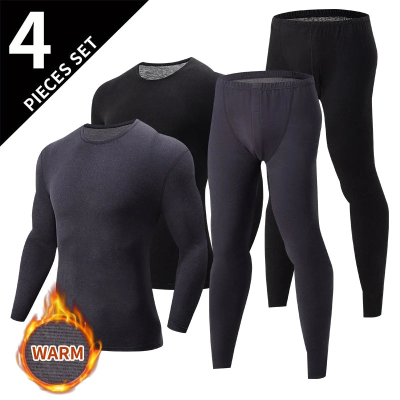 2/4 Pcs Men's Solid Color Simple Autumn And Winter Thermal Underwear Comfortable And Casual Bottoming Underwear Teenagers Pajama - Smarsty