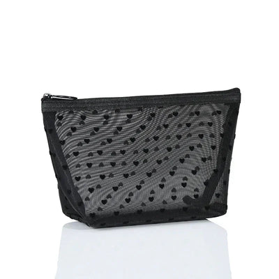Heart Shaped Nylon Mesh Cosmetic Bag Zipper Organizer - Smarsty