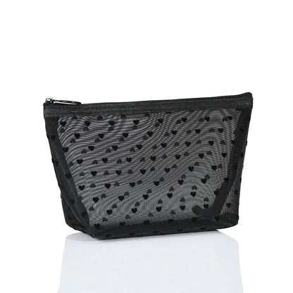 Heart Shaped Nylon Mesh Cosmetic Bag Zipper Organizer - Smarsty
