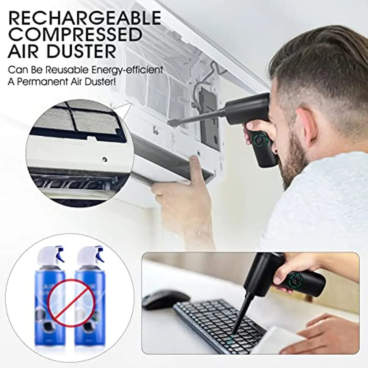 Cordless Air Duster Vacuum Cleaner Portable 7500mAh