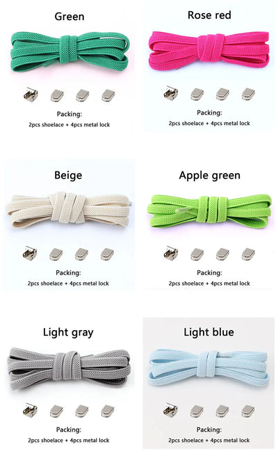 No Tie Elastic Shoe Laces One Size Fits All Adult and Kids Shoes Shoelaces for Sneakers Shoelace Tieless Flat Expand Shoestrings - Smarsty