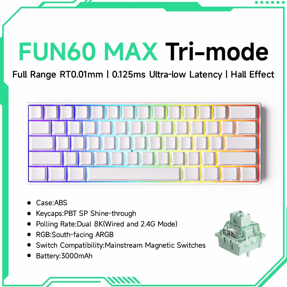60 Percent Wireless Mechanical Keyboard With ARGB Lighting