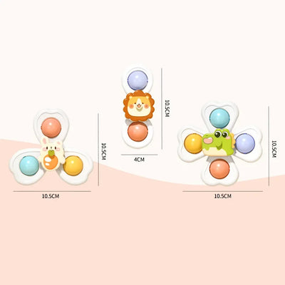 3 in 1 Suction Cups Spinning Top Toy For Baby Game Infant Teether Relief Stress Educational Rotating Rattle Bath Toys For Kids - Smarsty