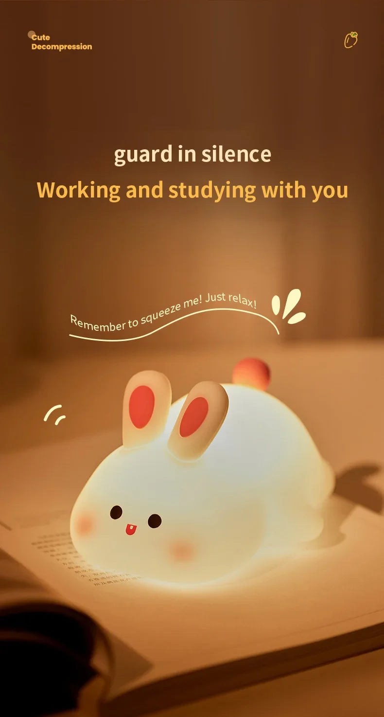 Cute Silicone Rabbit LED Night Light for Kids - Smarsty