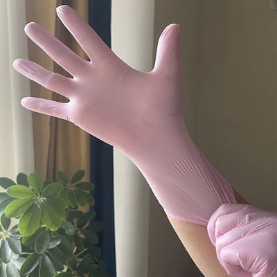 100/50/20PCS Light Pink Disposable Nitrile Gloves Waterproof Anti-static Durable Light Pink Gloves For Kitchen Cooking Tools - Smarsty