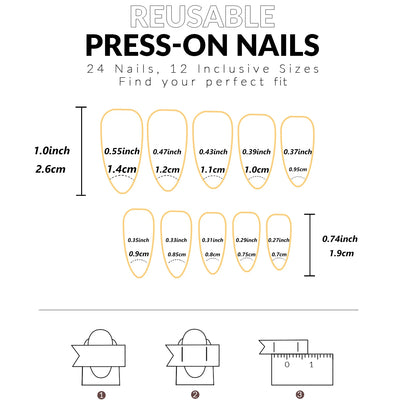 24PCS Medium Pink Black French Tip Press On Nails - Smarsty