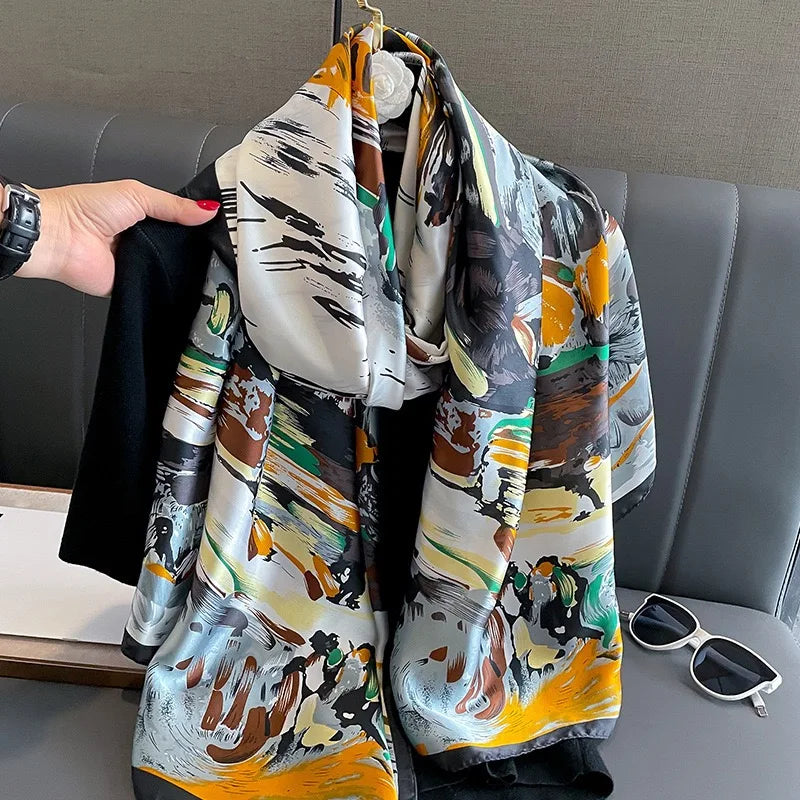 Large Silk Scarf for Women Soft Stylish Summer Wrap - Smarsty