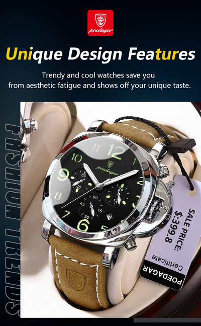 Luxury Waterproof Military Watch for Men Luminous Leather - Smarsty