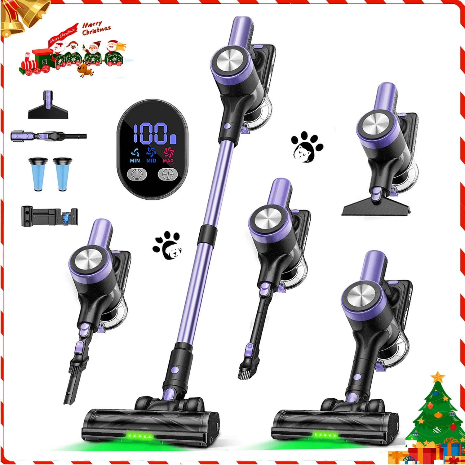 500W/55KPA Self-Standing Cordless Vacuum Cleaner,60 Mins Handheld Vacuum Cleaners,Smart LED Screen Vacuum for Carpet/Pet Hair - Smarsty