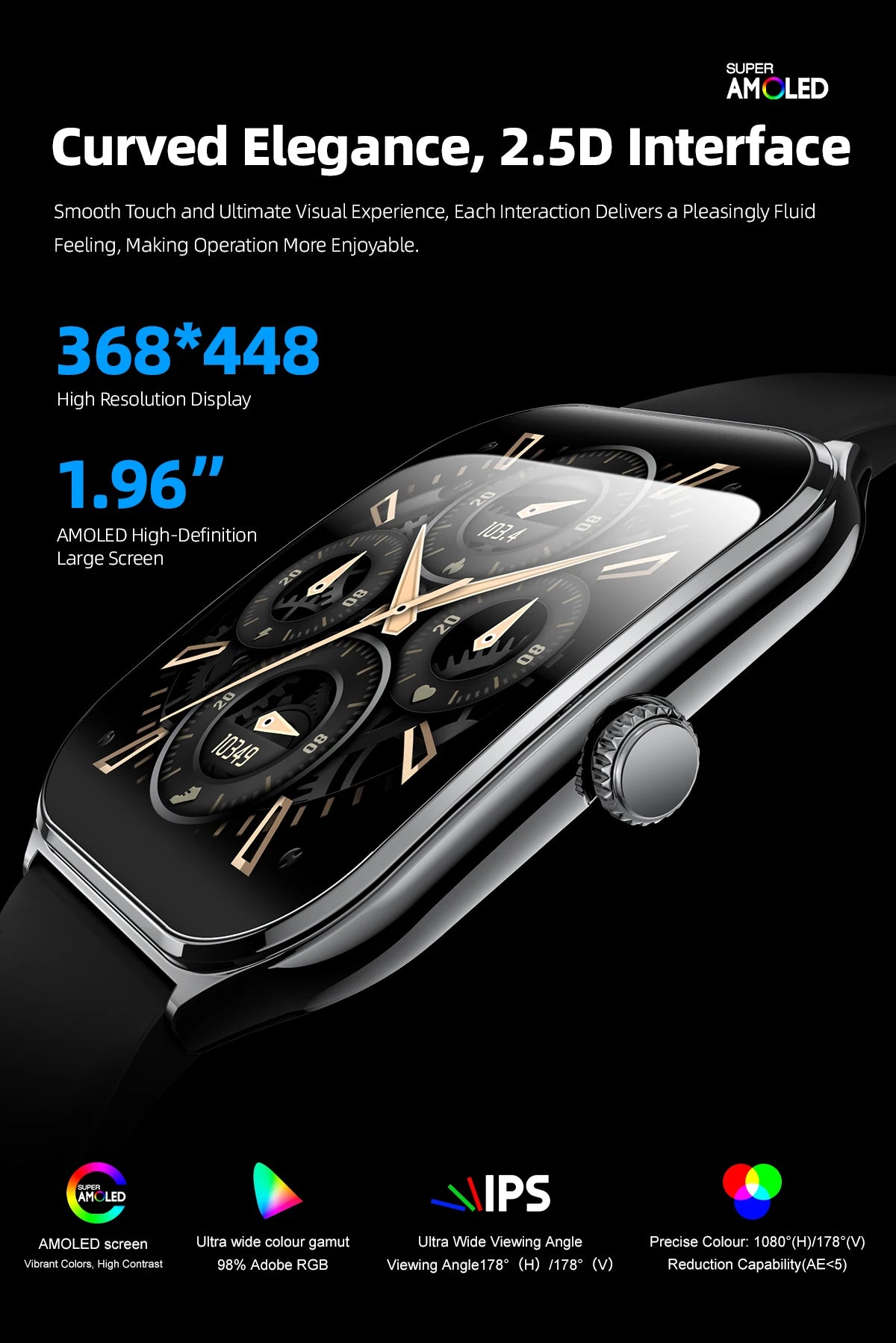 Ultra Thin Smart Watch with AMOLED Display and Call Reminder - Smarsty