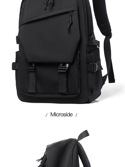 One 15 Inch Polyester Waterproof Solid Color Simple Men's Backpack Fashion Couple Student Computer Backpack - Smarsty